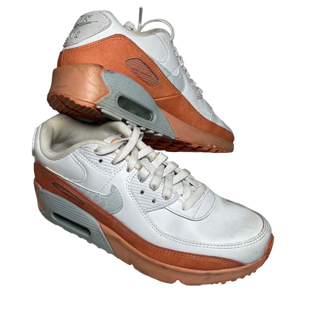 Nike Air Max 90 Kids 6Y White Rainbow Salmon Low Top Sneakers DM0956-100